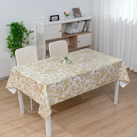 Nappe de table carrée en PVC RNPT Gold Floral Boho, essuyable, effet toile cirée