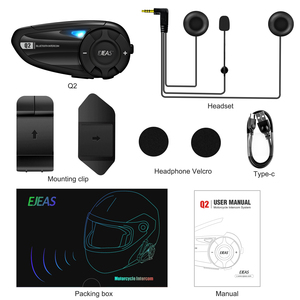 Intercomunicador para Motocicleta <span class=keywords><strong>Ejeas</strong></span> <span class=keywords><strong>Q2</strong></span> Full Duplex 800m Universal Bluetooth, Auriculares Intercomunicador para Moto - Product Image 5
