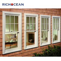 Fenêtres à double battant verticales extérieures de conception moderne RICHOCEAN, fenêtres en aluminium vitrées pour la maison