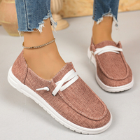 Mocassins en toile pour femmes, à enfiler, avec lacets décoratifs, semelle plate, chaussures décontractées confortables et tendance, vert