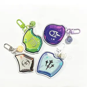 Custom Plastic Gold/Silver Foil Hot Stamped Acrylic Charms Key chain