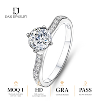 Bague de couple en argent sterling plaqué rhodium avec moissanite ronde incolore certifiée GRA, bijoux en gros pour les boutiques