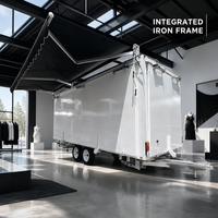 Remorque de présentation de vêtements mobile à vendre – Boutique de mode itinérante avec rails pour vêtements, auvent et espace de vente pop-up