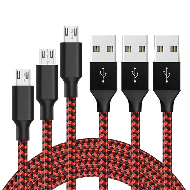 Hot Sale 3A Fast Charging Nylon Braided Micro USB Cable for Android 8 Pin Connectors Phone Charger Accessories Foil for Xiaomi