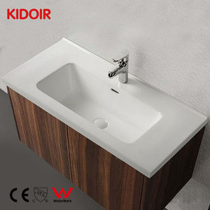 לבן מפעל משולב מתחת לרכוב ארון אמבטיה כיור כיור קרמיקה חתיכה אחת מובנית בארון כיור יד לשטוף - Product Image 2