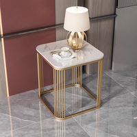Meubles de salon minimalistes modernes, table basse carrée luxueuse, base en métal doré en acier inoxydable