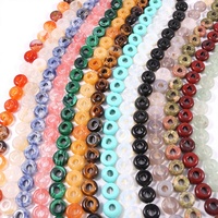 Perles de pierres précieuses naturelles polies 4x10mm, forme ronde à grand trou pour la fabrication de bijoux, chaînes, bracelets, boucles d'oreilles, fournitures de bricolage