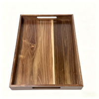 Plateau de service en bois d'acacia avec poignées, plateau rectangulaire en bois pour café, nourriture et cuisine