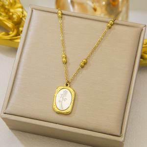 מתכת טיטניום פלדה טיטניום 18k צלב זהב 18 קראט תליון שרשרת לב נשים שרשרת לב - Product Image 6