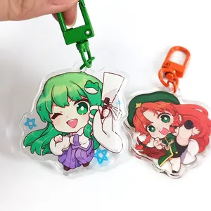 Cheap High Quality Custom Anime Printed Cartoon Epoxy Resin Acrylic Charms Key Chains For Gift