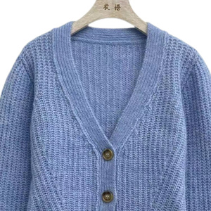 <span class=keywords><strong>Cardigan</strong></span> tricoté pour femmes, col en V, imprimé tie-dye, manches longues, vêtements tricotés pour dames, vente en gros, décoré de boutons, OEM - Product Image 4