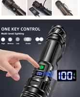 Torche de camping à affichage numérique 2000 lumens étanche USB C Rechargeable LED lampe de poche tactique corps en aluminium cote IP65