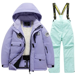 Conjunto de traje de esquí de invierno para niños y niñas Polartec, chaqueta impermeable transpirable a prueba de viento, pantalones gruesos y cálidos con cremallera para pantalones térmicos de talla grande - Product Image 6