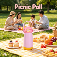 Bouteille d'eau isotherme portable en acier inoxydable 316 de qualité supérieure pour enfants, anti-fuite, double mode de consommation, avec paille, personnalisable avec logo, pour activités extérieures