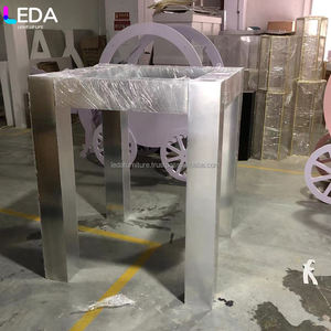 LEDA Centres de table en argent de haute qualité Support pour gâteau Arche fleurie Route Toile de fond pour mariage - Product Image 2