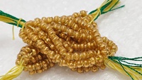 Perles de verre rondes côtelées dorées Conifer sur fil en boîte, certifiées pour la fabrication de bijoux, style commercial métallique, pour colliers et bracelets