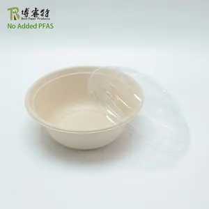Biodegradable Disposable No Added Pfas Customize Tableware Sugarcane 32oz/48oz Salad Bowl Takeaway Bagasse Food Container