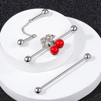 316L Acier Inoxydable Cerise Industrielle Barbell Piercing Bijoux Mignon Industriel Bar Piercing Bijoux Chaîne Industrielle Boucles D'oreilles