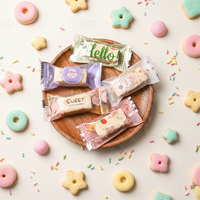 MOQ 100 pièces Emballage jetable personnalisé en PET/PE de qualité alimentaire, scellé sur 3 côtés, échantillon gratuit, scellage à chaud, pour bonbons faits main, nougats et biscuits