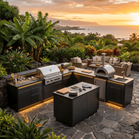 Cuisine extérieure modulaire en acier inoxydable de style européen, respectueuse de l'environnement, pour jardin extérieur, villa