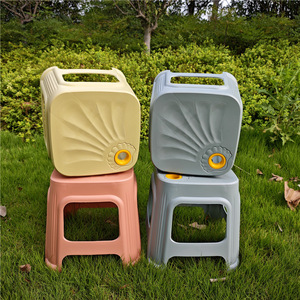 Plastic Shell Stool Thickened <b>Stackable</b> Small Stool For Home Indoor Outdoor Use Modern Design Square Stool - Product Image 1