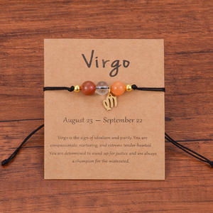 Cristallo curativo 12 segno zodiacale braccialetti di perline per le donne e gli uomini in pietra naturale Chakra astrologia braccialetti alla moda stile - Product Image 4