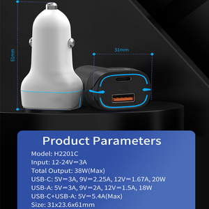 Mini <span class=keywords><strong>chargeur</strong></span> de voiture universel Usb c type-c <span class=keywords><strong>double</strong></span> port <span class=keywords><strong>Chargeur</strong></span> rapide de voiture 2 ports Adaptateur de <span class=keywords><strong>chargeur</strong></span> Usb pour <span class=keywords><strong>Iphone</strong></span> - Product Image 2