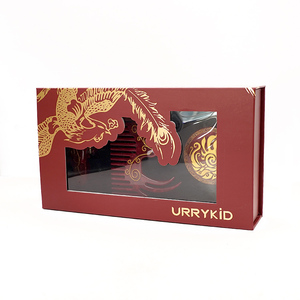 Conjunto de accesorios para el cabello de diseñador de Peine rojo de estilo chino, juego de acetato de espejo con garra para el cabello con estampado dorado, caja personalizada, pinza para el cabello, caja de regalo - Product Image 4