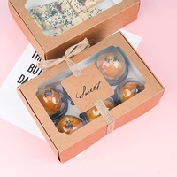 Boîte à biscuits en papier kraft couleur unie avec fenêtre, personnalisable avec logo, pour emballage de biscuits, pâtisseries et snacks, vente en gros