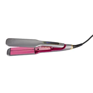 Hair Salon Equipment LCD Display Dual Voltage Private Label Titanium Flat Iron Hair Straightener Black OEM Nano Ceramic