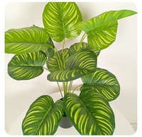 Tanaman Hias Calathea Orbifolia Artificial Nordik Daun Hijau Bionik Besar, Laris Manis, untuk Dekorasi Meja Dalam Ruangan