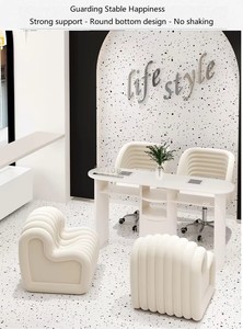 Nuovo tavolo minimalista a strisce gambe da tavolo da rock board aspirapolvere incorporato tavolo manicure e sedia combinazione - Product Image 4