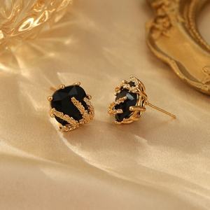 French Style New Retro Geometric Zircon <b>Stud</b> Earrings Gold Plated S925 <b>Silver</b> Luxury Women's Jewelry - Product Image 6