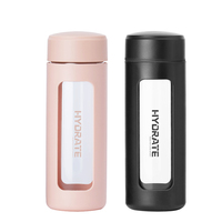 Logo personnalisé 380ml bouteille d'eau en verre transparent étanche avec filtre infuseur à thé pour l'eau bouillante pour le camping