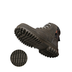 Bottes de neige en cuir de vachette et laine pour homme, à talon moyen, chaudes, pour l'hiver, la chasse en extérieur, couleur unie, lacets avant, taille adulte disponible - Product Image 5