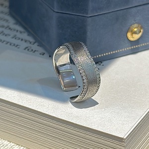 Anillo Abierto de Plata Pura S925 con Incrustaciones de Microcirconitas, Diseño Medieval, Simple y Moderno, Componente de Joyería - Product Image 5