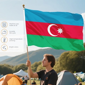 Bandera Personalizada de Azerbaiyán con Impresión Digital a Color Brillante, 90x150cm, Bandera Nacional de Azerbaiyán con Estrella y Media Luna, Poliéster 100D - Product Image 5
