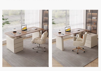 Bureau d'ordinateur moderne haut de gamme en bois massif crème, extensible, avec rangement, écologique, pour petit appartement ou bureau à domicile