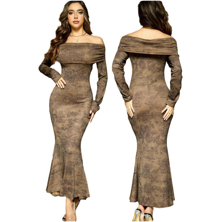 2025 Hot Selling Elastic Sexy One Shoulder Women's Evening Dress Autumn