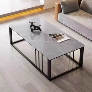 Mesa de Centro Mibo con Tapa de Piedra y Estructura Metálica, Moderna, para Sala de Estar u Oficina - Product Image 2