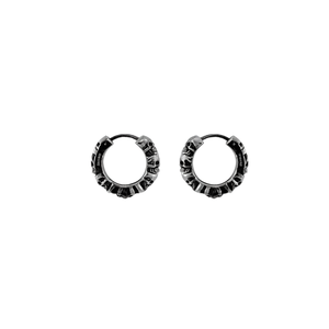 Pendientes de Aro con Diseño de Esqueleto E3015, Negros, Plata 925, Estilo Punk, Unisex, para Uso Diario - Product Image 1