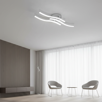 Plafonnier LED personnalisable argenté 18W 2000LM, design incurvé moderne en métal, éclairage encastré pour salle à manger et salon