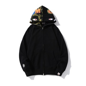 Sudadera <span class=keywords><strong>con</strong></span> capucha de algodón de ajuste holgado <span class=keywords><strong>con</strong></span> estampado clásico de camuflaje y cabeza de tiburón, chaqueta abierta <span class=keywords><strong>con</strong></span> cremallera y bordado, venta al por mayor ODM <span class=keywords><strong>para</strong></span> otoño - Product Image 5