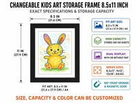 Cadre magnétique interchangeable pour œuvres d'art d'enfants American Flat (noir) - Peut contenir 100 pièces d'art - Affichage format lettre 8,5x11 avec passe-partout