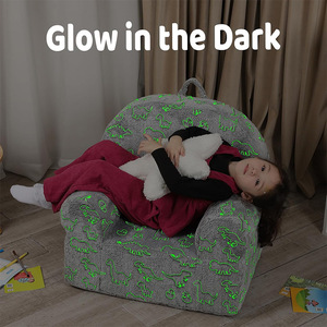 Children's <b>Sofa</b> Reading Chair Gray Fabric High Elastic Foam <b>Sponge</b> 3 Years Above Single Seat With Handrails - Product Image 2