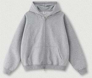 Sudadera con Capucha Unisex de Viaje con Cremallera, 400G, Color Sólido, Corte Holgado, para Hombre y Mujer, 100% Algodón, Casual, Transpirable, Manga Raglán, Otoño - Product Image 4