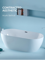 Offre spéciale Baignoire en acrylique autoportante en forme d'arc populaire à la mode Bain à remous de haute qualité