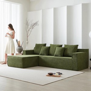 Sofá Seccional en Forma de L de Estilo Minimalista Moderno, de 1, 2 y 3 Plazas, Bloque Comprimido Tipo Tofu, Sofá de Esquina en Forma de L con Asientos Opcionales - Product Image 2