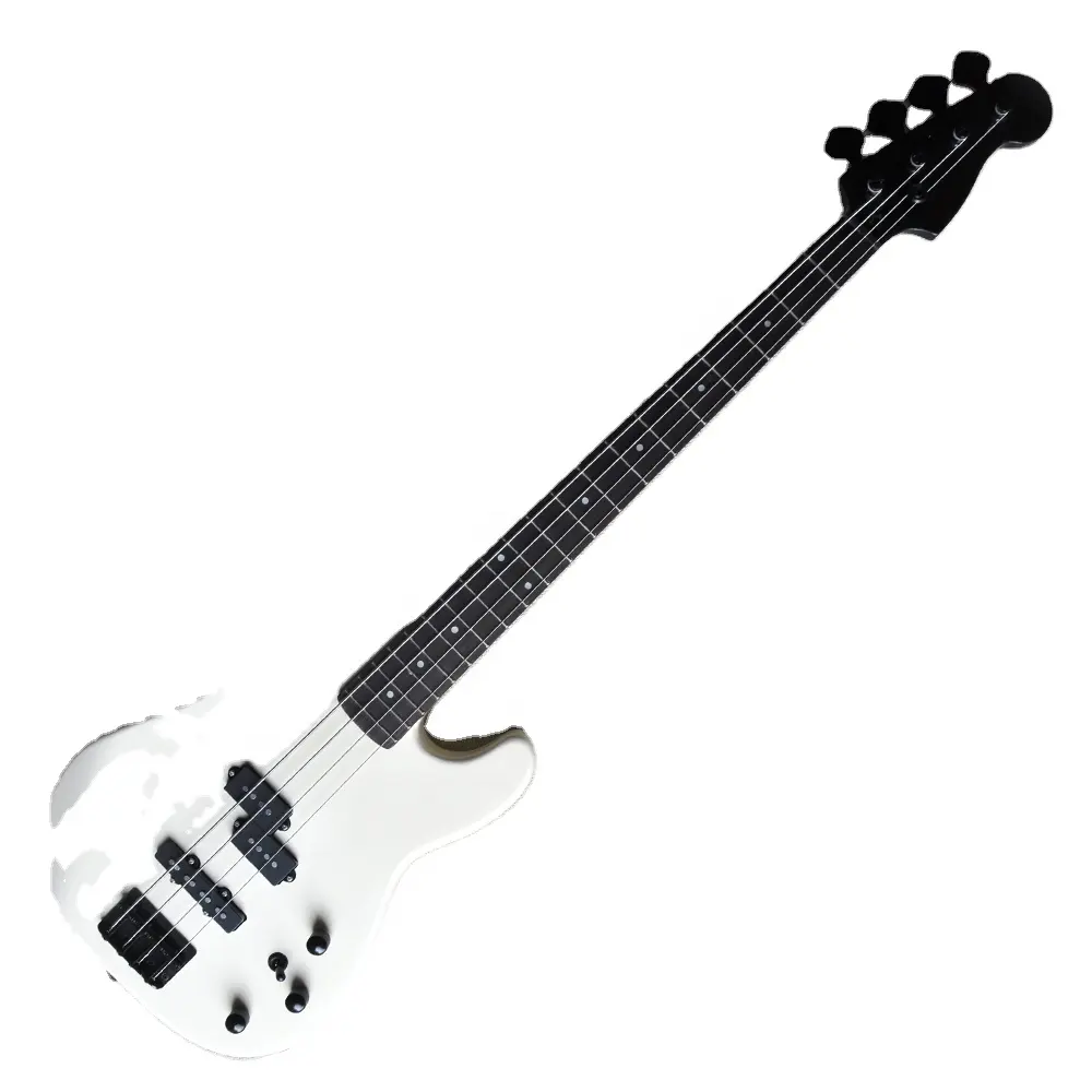 Flyoung White 4 Strings Electric Bass Guitar Black Hardwares Stringed Instrumentsジャズベースギター