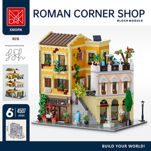 XINGBAO 10216 Blocs de construction en plastique, jouet de construction, magasin d'angle romain, vue sur la rue de la ville d'Europe, restaurant, miniatures de fleurs - Product Image 3